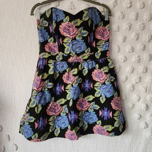 Tabula colorful Rose Strapless Dress